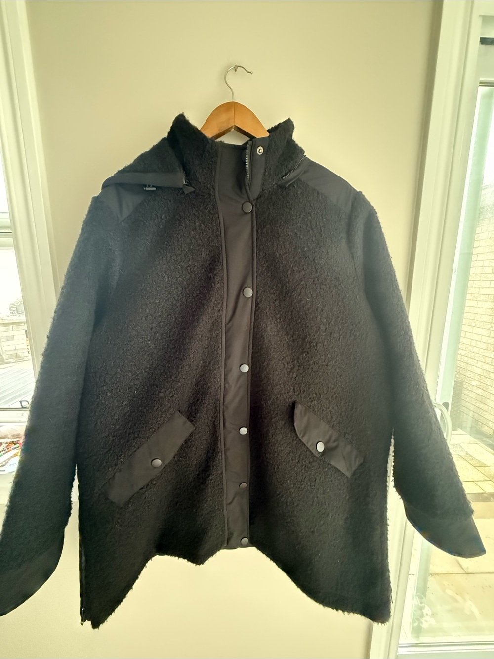Women’s Black Sherpa Hooded Jacket - Plus Size